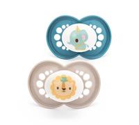 MAM Original Soothers | 6 Plus Months | 2 Pack | Comes in Dummy Steriliser Case | Sustainable Materials | Baby Accessories | Blue (Various Designs)