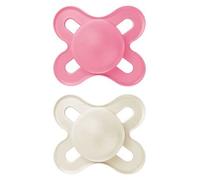 MAM Original Start Soothers | 0-2 Months | 2 Pack | Newborn Dummies | Comes in Dummy Steriliser Case | Sustainable Materials | Baby Accessories for Newborn | Pink (Various Designs)