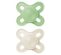 MAM Original Start Soothers | 0-2 Months | 2 Pack | Newborn Dummies | Comes in Dummy Steriliser Case | Sustainable Materials | Baby Accessories for Newborn | Cream (Various Designs)