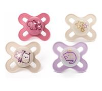 MAM Original Start Day & Night Soothers | 0-2 Months | 4 Pack | Includes 2X Glow in The Dark Dummies | Orthodontic Design | Baby Accessories | Pink (