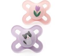 MAM Original Start Dummies, 0-2M, 2 Pack, Orthodontic Design, Pink/White