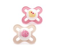 MAM Original Start Soothers 0-2 Months | 2 Pack | Newborn Dummies | Comes in Dummy Steriliser Box | Sustainable Materials | Baby Accessories | Pink (