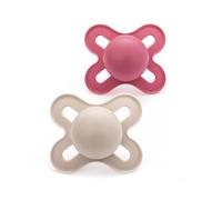 MAM Original Start Soothers | 0-2 Months | 2 Pack | Newborn Dummies | Comes in Dummy Steriliser Case | Sustainable Materials | Baby Accessories for Newborn | Pink (Various Designs)