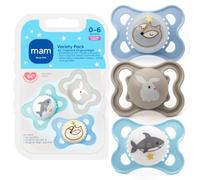 MAM Pacifier 0-6 Months Variety Pack, BPA-Free, Silicone Nipple, 3 Pack | 1 Original, 1 Original Glow In The Dark, 1 Air, Developed with Medical Experts, Made in Europe