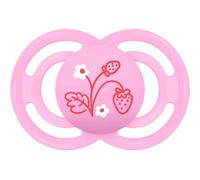 MAM Pacifier, 6 Months, Symmetrical Teat, Flat, Extra Thin and Flexible Silicone Skin Soft Silicone Easy Acceptance, with Self-Sterilizing Box, MAM Perfect, Matte Pink, Pack of 1