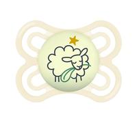 MAM Pacifier that Glows in the Dark, 2-6 Months, Symmetric, Flat, Extra Thin and Flexible Silicone Teat with Easy Acceptable Self-Sterilizing Box, Perfect, Neutral Bright, Pack of 1