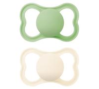 MAM Pacifier with Ventilated Shield, from 16 Months, with Symmetrical, Flat and Flexible Silicone Teat, Easy Acceptance, with Self-Sterilizing Box, MAM Air, Neutral Matt, Pack of 2
