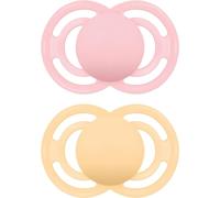 MAM Perfect Soothers | 6 Plus Months | 2 Pack | Comes in Dummy Steriliser Case | Sustainable Materials | Baby Accessories | Pink (Various Designs)