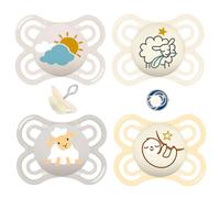 MAM Perfect Day & Night Dental Soother 0-6, Pack of 4 with 4 Steril.boxes