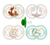 MAM Perfect Day & Perfect Night Dummy 16 Plus "Soft Colours Mix" // Set of 4 // Includes 4 Sterilised Transport Boxes