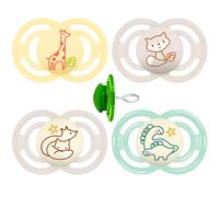 MAM Perfect Day & Perfect Night Dummy 16 Plus "Soft Colours Mix" // Set of 4 // Includes 4 Sterilised Transport Boxes