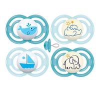 MAM Perfect Day & Perfect Night Dummy 6-16 Inches Soft Colours Set of 4 Including 4 Sterilised Transport Boxes