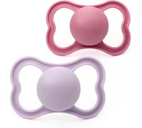 MAM Air Soothers | 18-36 Months | 2 Pack | Comes in Dummy Steriliser Case | Sustainable Materials | Baby Accessories | Pink/Lilac (Various Designs)