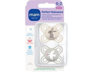 MAM - Perfect Newborn Dummy 0-2 Months (2 pieces) Random Colour - Extra Thin and Soft Silicone Dummy for Newborn - Ideal for Good Oral Development