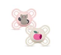 MAM Perfect Newborn Pacifier 0-2 Months - Matte Pink (Pack of 2) | Extra thin and flexible teat made of skin soft silicone, easy to accept, with self-sterilising box