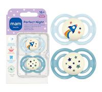 MAM Perfect Night Pacifiers, Glow in The Dark Pacifiers (2 Pack), MAM Pacifiers 16 Plus Months, Best Pacifier for Breastfed Babies, Baby Boy Pacifier
