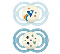 MAM Perfect Night Pacifiers, Glow in The Dark Pacifiers (2 Pack), MAM Pacifiers 16 Plus Months, Best Pacifier for Breastfed Babies, Baby Boy Pacifier