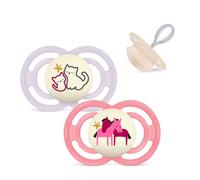 MAM Perfect Night Silicone Dummy 16+ Girl Mix // Set of 2 // Includes 2 Sterilised Transport Boxes