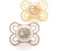 MAM Perfect Night Soothers | 0-6 Months | 2 Pack | Glow in The Dark Dummies | C