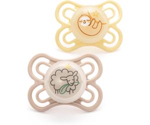 MAM Perfect Night Soothers | 0-6 Months | 2 Pack | Glow in The Dark Dummies | C
