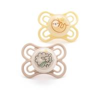 MAM Perfect Night Soothers | 0-6 Months | 2 Pack | Glow in The Dark Dummies | Comes in Dummy Steriliser Case | Baby Accessories for Newborn | White (Various Designs)