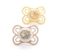 MAM Perfect Night Soothers | 0-6 Months | 2 Pack | Glow in The Dark Dummies | Comes in Dummy Steriliser Case | Baby Accessories for Newborn | White (