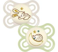 MAM Perfect Night Soothers 0+ Months (Pack of 2), Thinner and Softer Baby Sooth