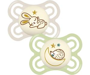MAM Perfect Night Soothers 0+ Months (Pack of 2), Thinner and Softer Baby Sooth