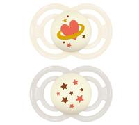 MAM Perfect Night Soothers | 16 Plus Months | Pack of 2 | Glow in The Dark Dummies | Comes in Dummy Steriliser Box | Sustainable Materials | Baby Acc