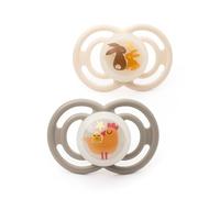 MAM Perfect Night Soothers | 18-36 Months | Pack of 2 | Glow in The Dark Dummies | Comes in Dummy Steriliser Box | Sustainable Materials | Baby Accessories | Cream (Various Designs)