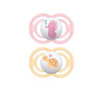 MAM Perfect Pacifiers, Orthodontic Pacifiers (2 Pack, 1 Sterilizing Pacifier Case) MAM Pacifiers 6-Plus Months, Best Pacifier for Breastfed Babies, Baby Girl, Baby Pacifiers