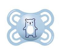 MAM Perfect S133 Pacifier with Extra Fine and Flexible SkinSoftTM Silicone Ultra Soft for Babies 0+ Months, Blue with Self-Sterilizing Box, Spanish Version