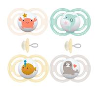 MAM Perfect Silicone Dental Dummy 6-16 Girl / Set of 4 / Includes 2 Transport Sterilising Boxes