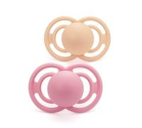 MAM Perfect Soothers | 18-36 Months | Pack of 2 | Comes in Dummy Steriliser Box | Sustainable Materials | Baby Accessories | Peach (Various Designs)
