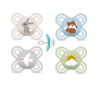 MAM Perfect Start Dental Dummy mini X-Small 0-2 months, pack of 4, incl. 2 travel boxes