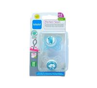 MAM Perfect Start S186 Pacifier with Extra Thin Flexible Silicone SkinSoftTM Ultra-Soft Teat, for Babies from 0 to 2 Months, with Self-Sterilizable Box, Blue (Pack of 2) [assorted model] Packaging and Instructions in Foreign Language