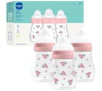 MAM Premium Glass Baby Bottles, Easy Switch Between Breast and Bottle, Feel Good Slow Flow, Newborn Essentials Must Have, 0+ Months, BPA Free, 6oz, Girl, 3 Pack