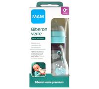 MAM Glass Bottle (170 ml) - Heat Resistant and Temperature Resistant - 1 Slow Flow Teat for Newborns - Colour: Matte Sage