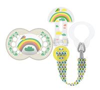 MAM Rainbow Set (Clip It & 6+M Soother) Blister, Baby Essentials Set for 6 Months and Older, Soother Clip and Soother Set, Rainbow