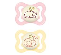 Mam S278 Supreme Night 2-6 Silicone Pacifiers (Pack of 2) - Pink