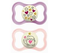 Mam S284 Supreme Night 6+ Silicone Dummies (Pack of 2) - Pink