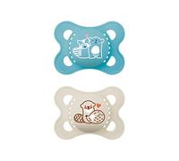 Mam Set of 2 Original Pure Dummies, Made from Mam SkinSoft Silicone, with Dummy Box, Tooth-Friendly, Made of Sustainable and Organic Renewable Material, 0-6 Months, Raccoon/Beaver