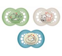 MAM Set of 3 original Day & Night pacifiers with SkinsoftTM ultra-soft silicone pacifier for babies 6 months blue (product design may vary)
