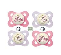 MAM Silicone Dummies 0-6 months from Birth, pack of 4 for Boys with 2 travel boxes