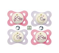 MAM Silicone Dummies 0-6 months from Birth, pack of 4 for Boys with 2 travel boxes