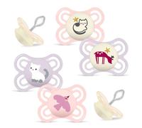 MAM Skin Soft Silicone Dummy Perfect 0-6, Set of 4, Includes 2 Sterilising Transport Boxes, Dento-Flex, for Healthy Mouth Development, Extra Thin