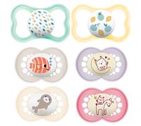 MAM"Skin Soft" Silicone Original & Air Soother 16+ Pack of 6 with 3 Sterilisable Travel Case