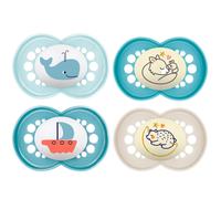 MAM SkinSoft Silicone Boys Soothers 6-16 months Day & Night , 4 pieces, 2 travel boxes