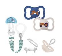 MAM SkinSoft Silicone Dental Dummy Supreme 6-16 Months, Pack of 2, Thin Teat - Orthodontic, Skin-Friendly, Extra air Flow, incl. Travel case + MAM Clip it!