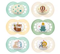 MAM SkinSoft Silicone Soothers 6-16 Moths Day & Night, 6 Pieces, 3 Travel Boxes